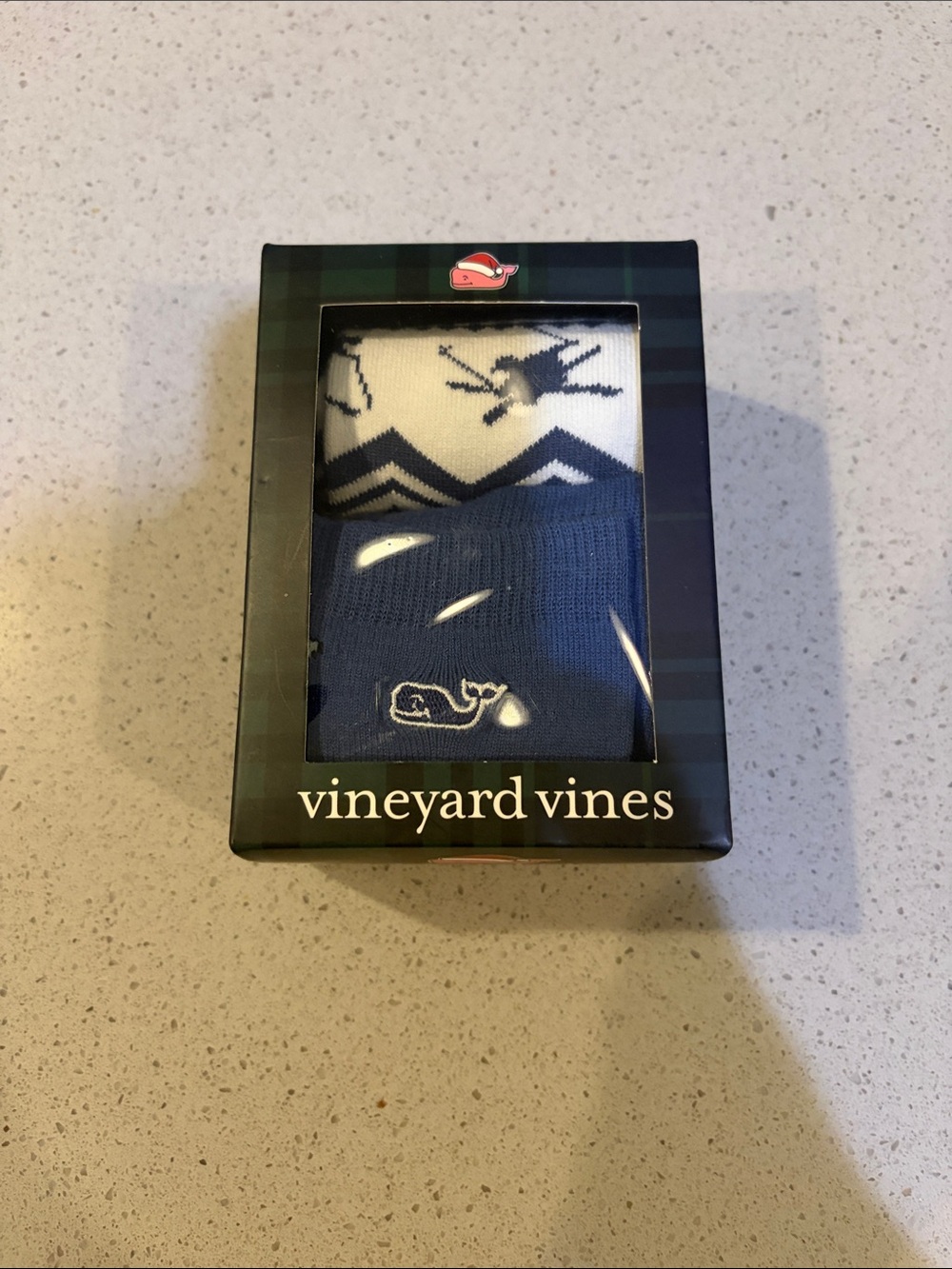 Vineyard Vines Navy & White skiing Pattern Socks 2pairs Boys One Size New